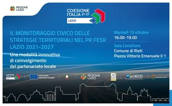 FESR Lazio: a Rieti il terzo incontro sul Monitoraggio civico delle Strategie territoriali